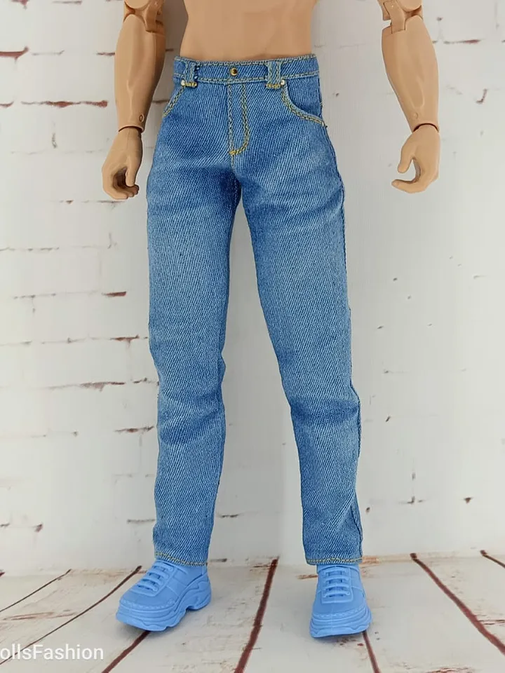 Light blue jeans for Ken with an athletic body type