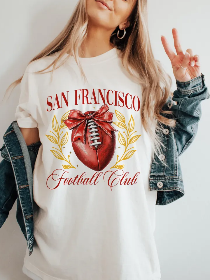 San Francisco Football Png, Coquette Football PNG, Football PNG, Football Team PNG, Football Sweatshirt, Football Red Team Football Club
