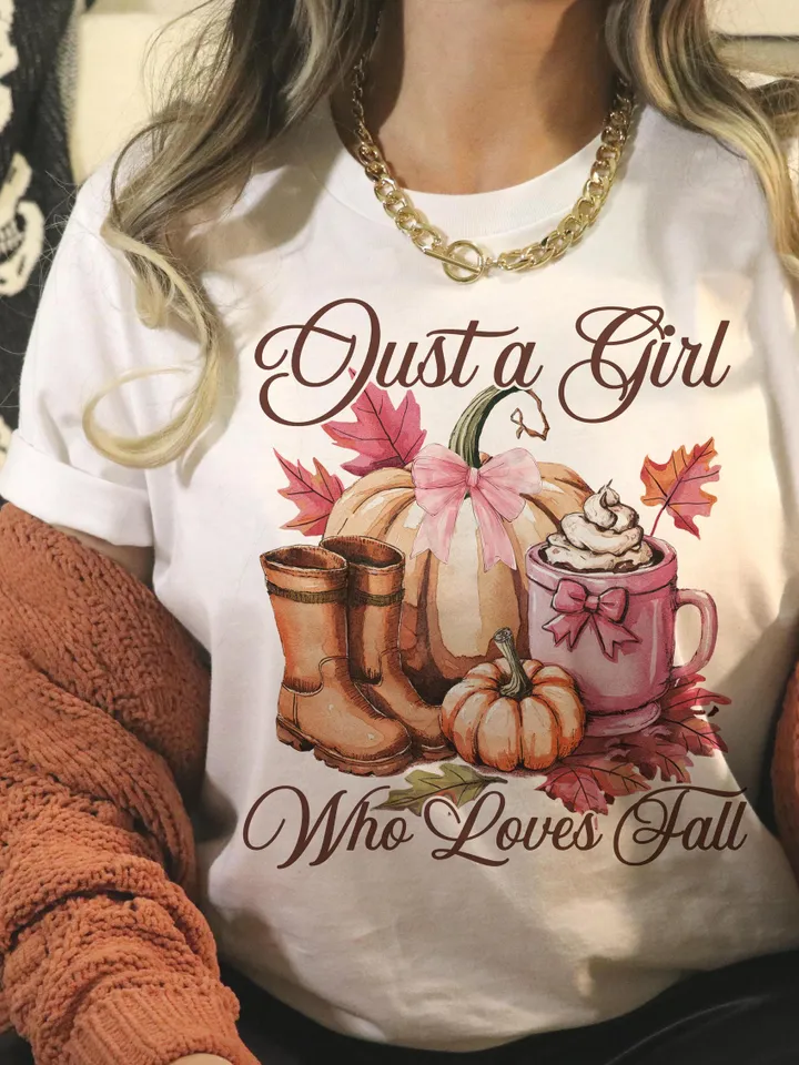 Just A Girl Who Loves Fall Png, Autumn Png, Fall png, Sublimation Design, Pumpkin Spice Png, T-Shirt Design, Cozy season png DTF