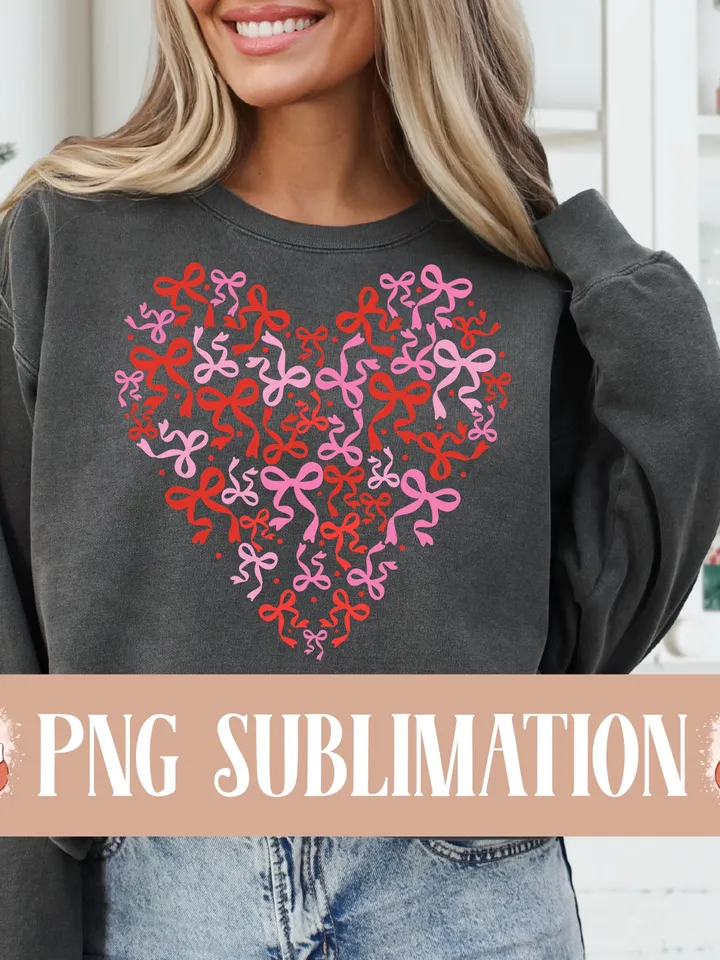 Bow Heart png, Coquette Valentine's Day png, Valentines Shirt png, Cute Valentines png, Heart png, Coquette png, Love png, Sublimation png
