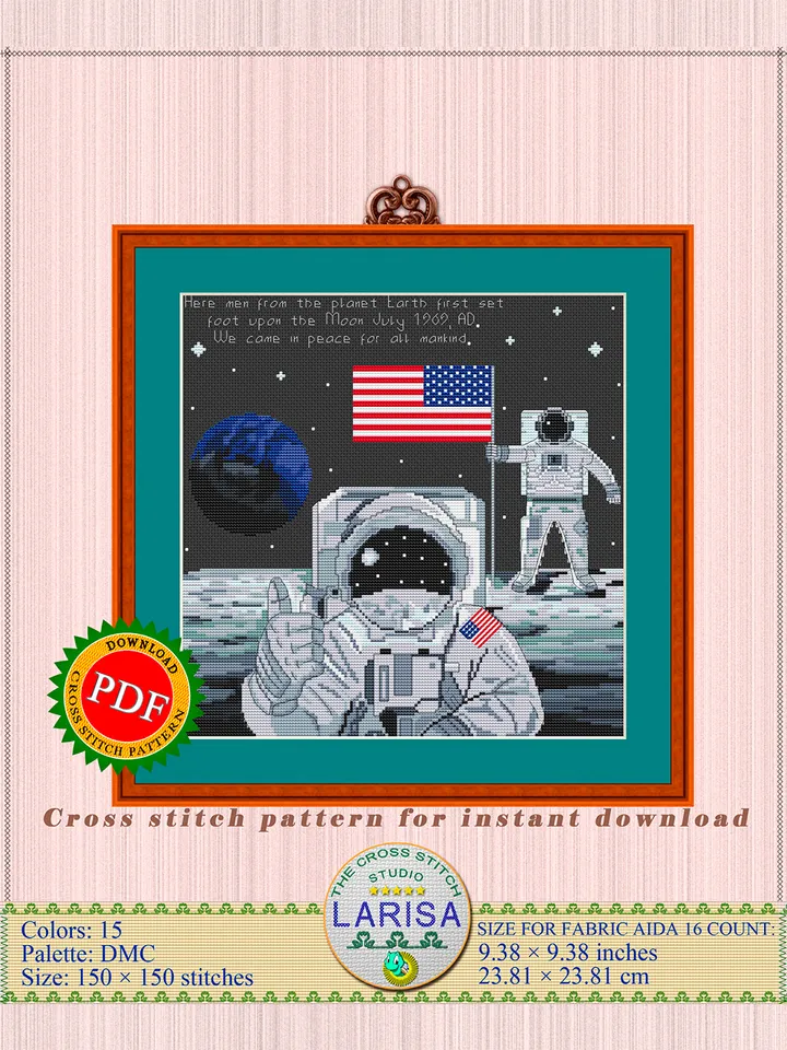 Apollo 11 Cross Stitch Pattern | Moon Landing | Lunar Landing