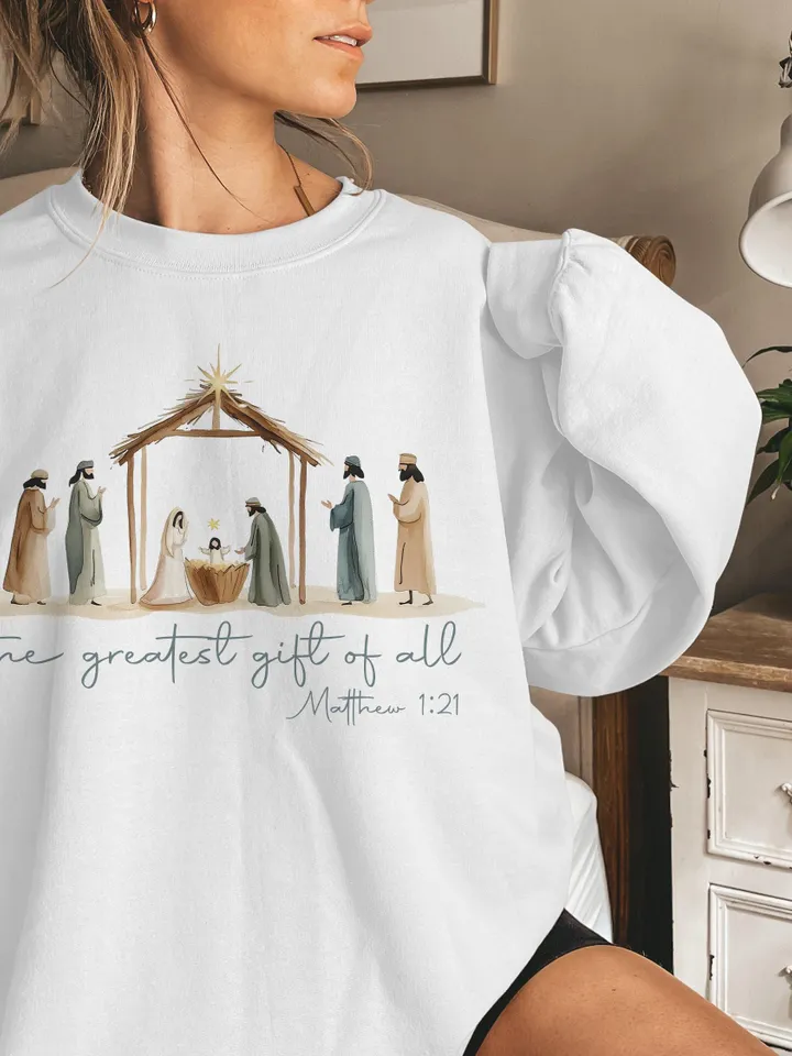 Greatest Gift of all PNG | Bow Nativity Coquette Christmas Sublimation PNG Design | Hand Drawn | Manger PNG| Bow Manger Png | Christmas Bow