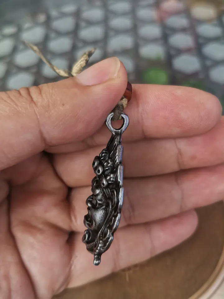 Gandhanra Antique Tibetan Amulet,Mahakala Pendant, Bhairava Mask,Buddhist Protector Deity, Made of Cold Iron
