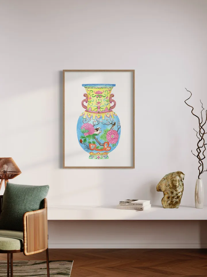 Chinoiserie Ginger Jar Vase Watercolor Painting Art Print Asian Wall Art Chinoiserie Chic Gift For Her Living Room Print Chinoiserie Art