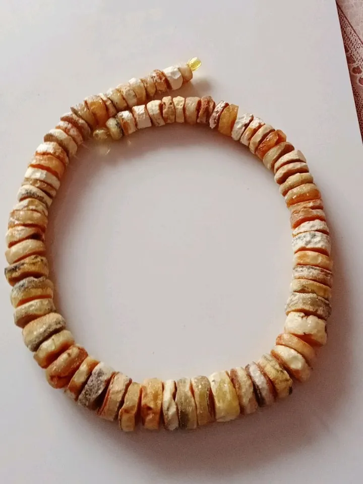 Raw Amber Jewelry for Women Big Boho Beads Necklace Natural Baltic amber rare white milky and yellow Statement Healing Gemstone Jewelry