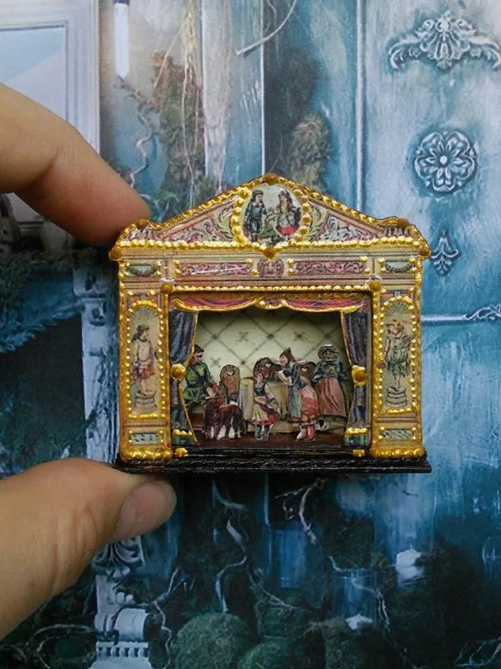 Miniature puppet theater for doll houses.1:12 scale.