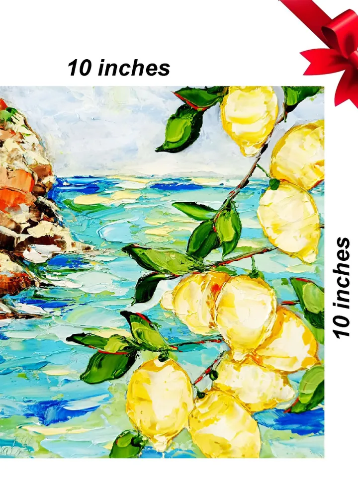 Lemon Painting Italy Seascape Original Art Impasto Oil Painting Signed painting Coastal Painting Amalfi Art Italy Painting ArtProkopaloSv