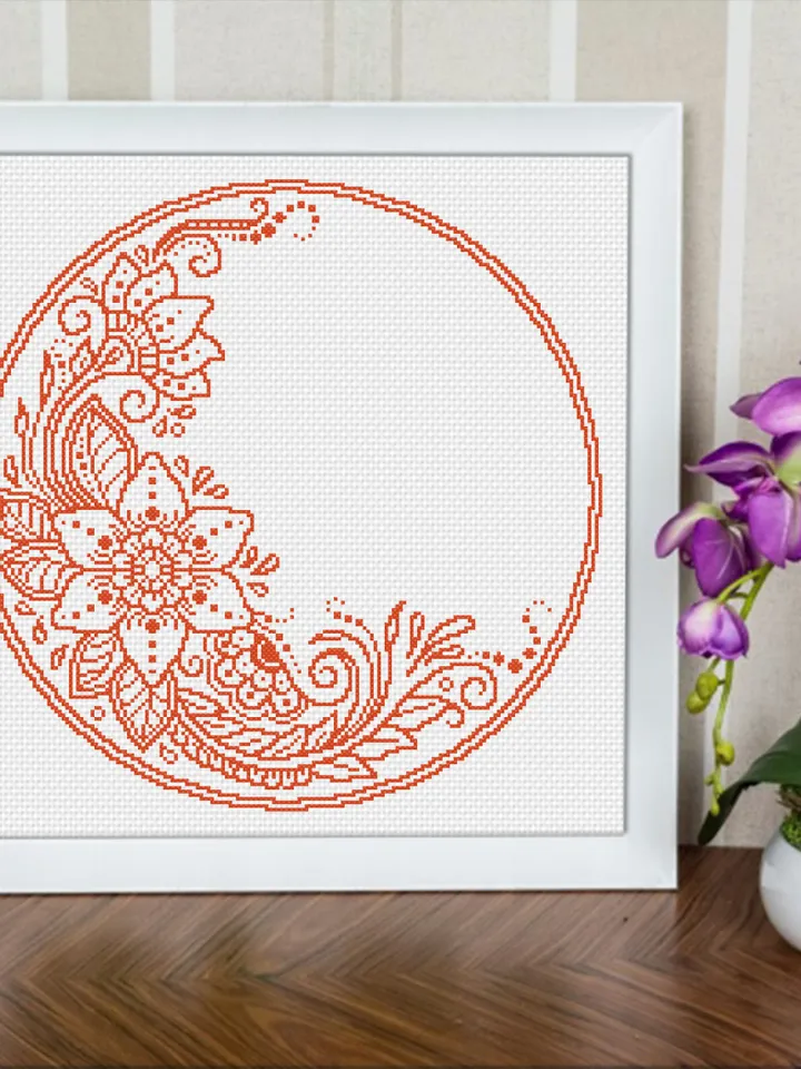 Floral mandala cross stitch pattern digital PDF Awesome cross stitch flowers Modern embroidery beginners Flower ornament xsitch chart #M150