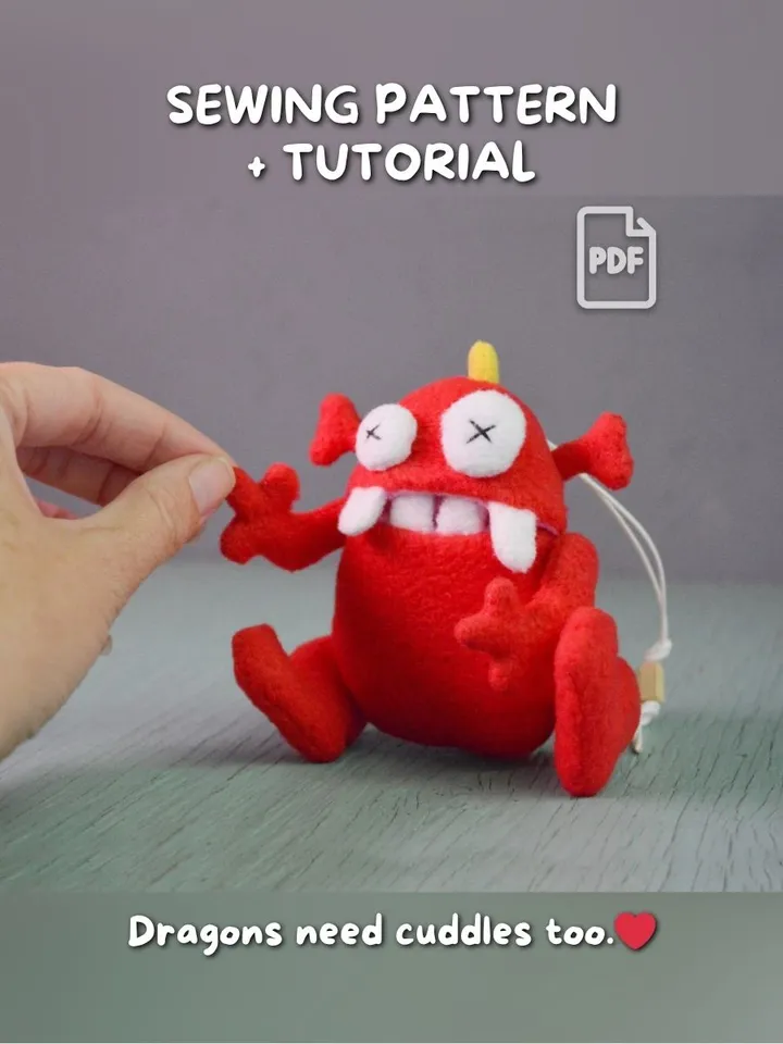 Fleece Plush Toy Pattern – Dragon Tail Monster Softie PDF