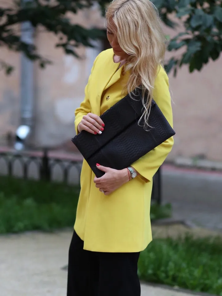 Big Black Envelope Genuine Python Skin Clutch | Exotic Leather Bag | Apple Macbook Air Lethaer Case | Large Unisex Snake Handmade Clutch
