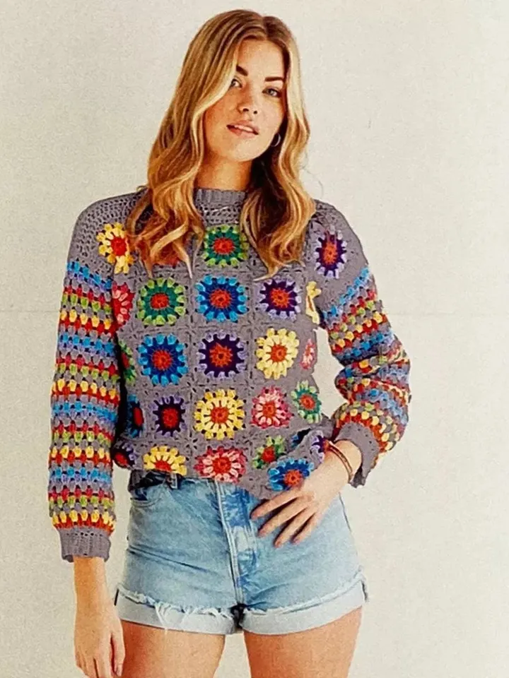 Sweater pattern, granny squares sweater crochet pattern instant download pdf