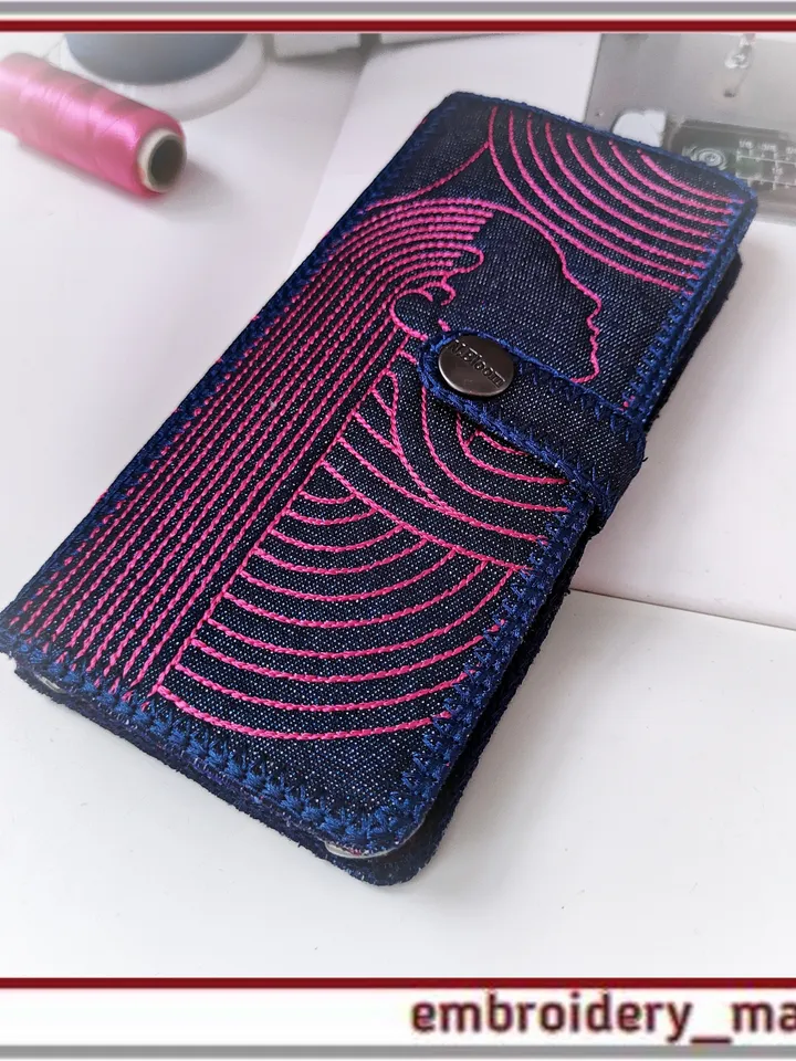 In the hoop embroidery design smartphone case 3.02x6.29 Girl by Embroidery Manavi 05