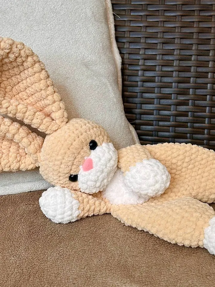 Crochet bunny snuggler Baby lovey Handmade bunny cuddle toy for kids