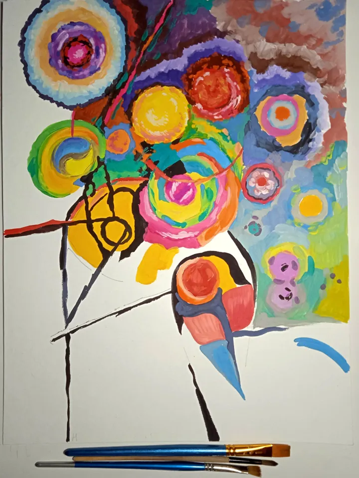 Kandinsky Flowers Style Abstract Original Art Floral Painting 14 by 12 Above Bed Art by TatianaArtShop