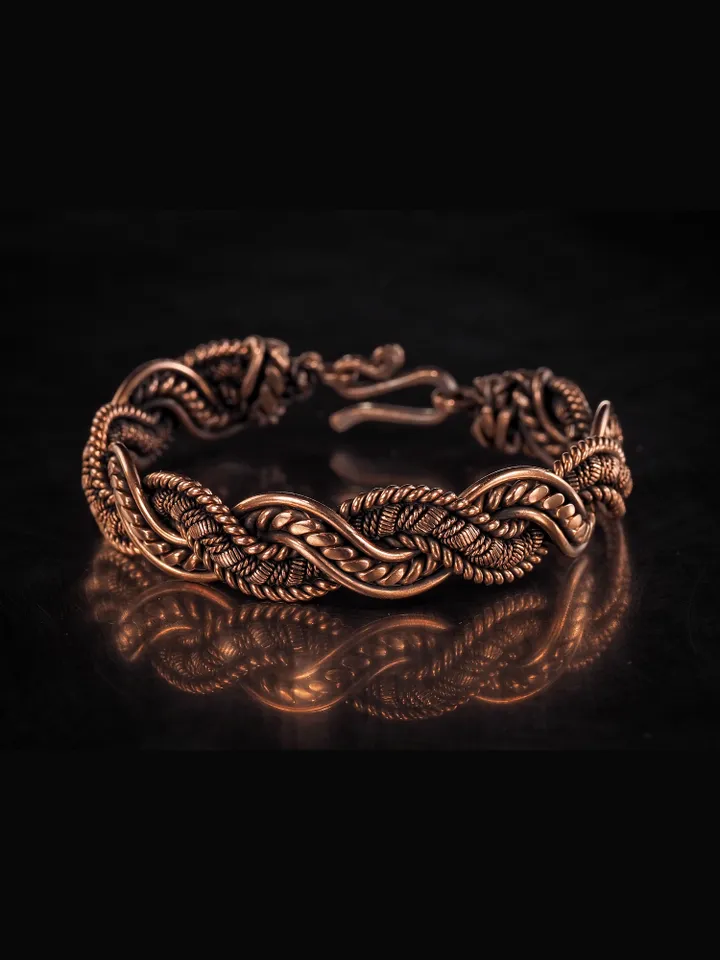 Copper wire wrapped bracelet for woman 7th Anniversary gift Small size bracelet