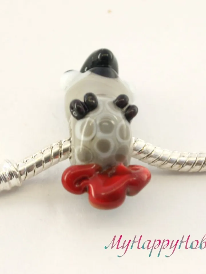 African grey parrot charm Parrot dread beads Parrot bead Parrot bracelet Glass parrot BHB big hole bead Lampwork parrot jewelry