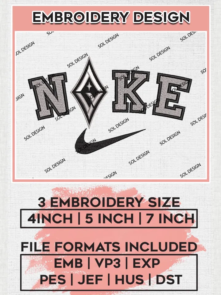Nike WNBA Las Vegas Aces Embroidery Design Files, WNBA Las Vegas Team Embroidery Designs, Basketball Teams, 3 sizes, Machine embroidery designs, Digital Download