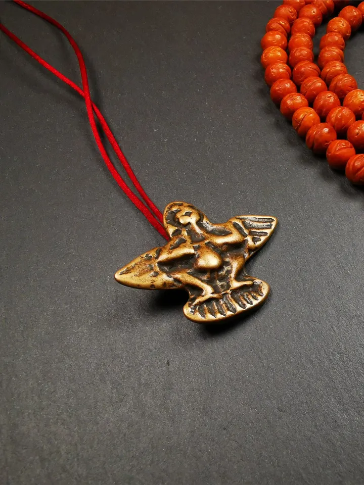 Gandhanra Antique Tibetan Buddhist Amulet Pendant - Garuda - The Golden-Winged Bird, Crafted from Copper,1.65&quot;