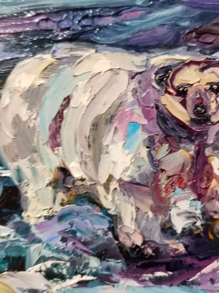 Polar Bear North Impasto Original Art Oil Painting Artist Svinar Oksana