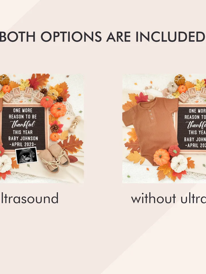 Thanksgiving Pregnancy Announcement Digital for Social Media, Fall Baby Announcement, Autumn Baby Announcement Editable Digital Template