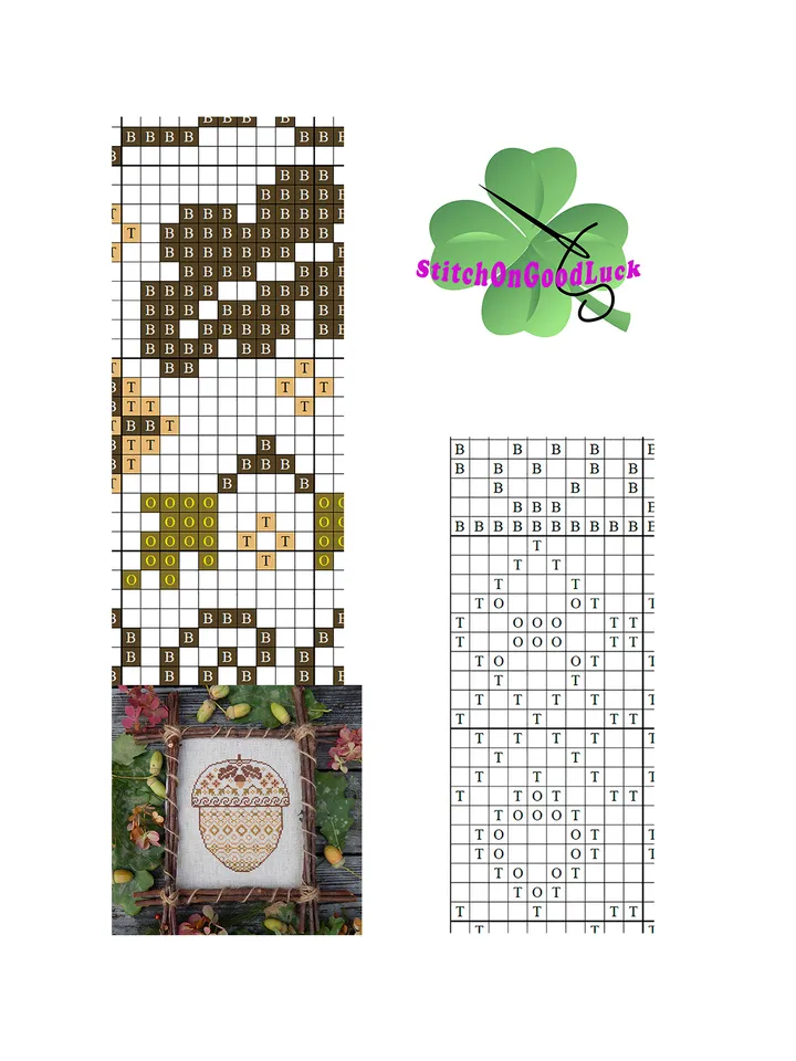 Acorn cross stitch pattern