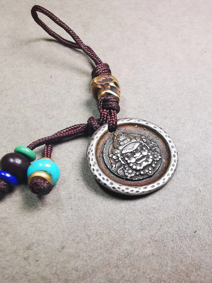 Gandhanra Handmade Tibetan Amulet Badge,Mahakala Pendant, Buddhist Protector Deity