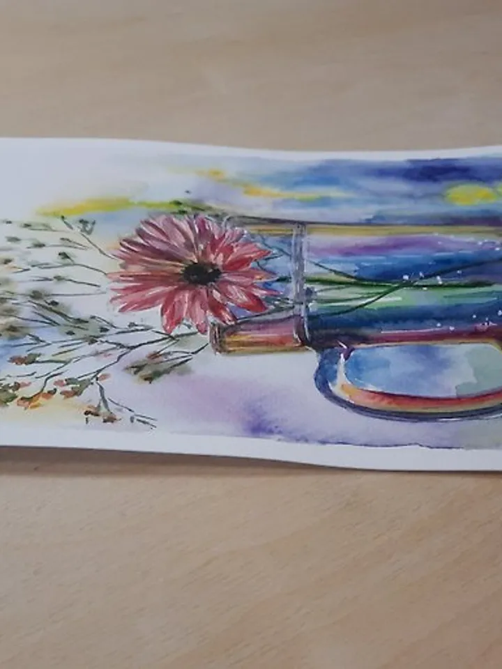 Flower still life painting Original watercolor painting Gerbera daisy painting