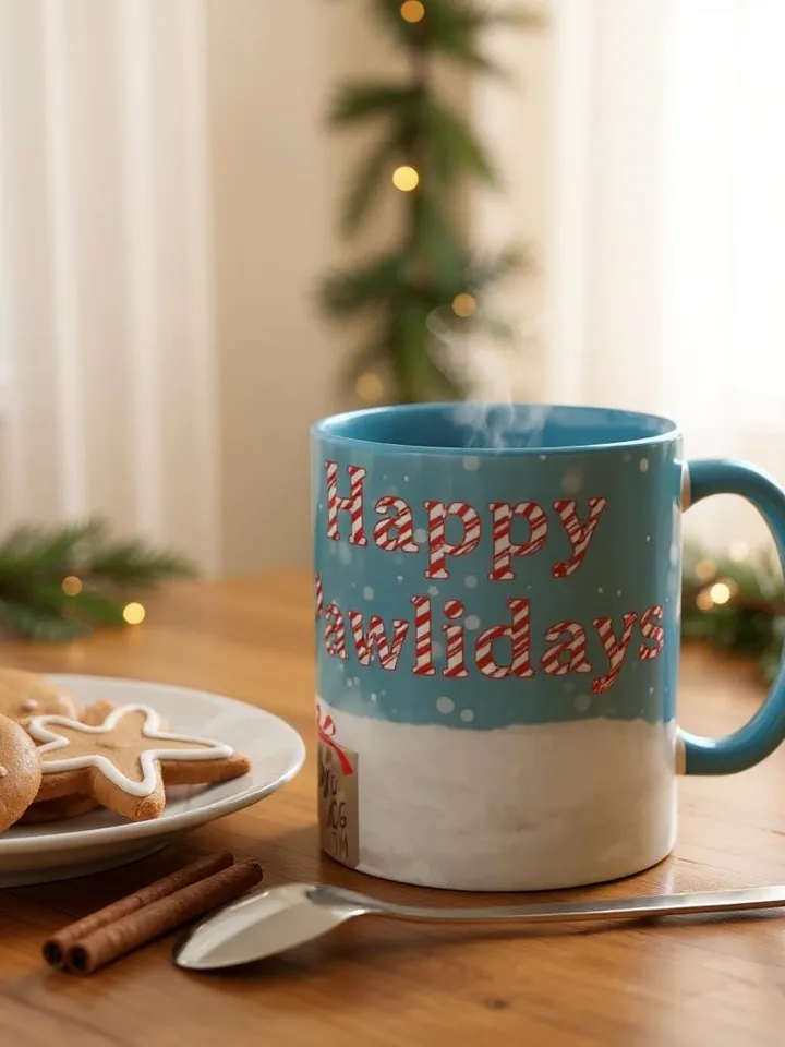 Ceramic Coffee Mug Festive Dog Themed Happy Pawlidays Pet Lover Gift Cup, Christmas Winter Beverages, Holiday Decor, Dog Mom, 11,15oz