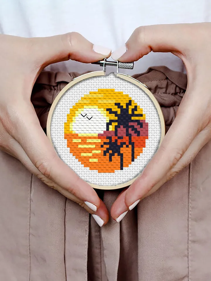 Small cross stitch pattern download PDF Nature landscape mini embroidery beginners Tiny ocean picture cross stitch Nature lover gift #L23