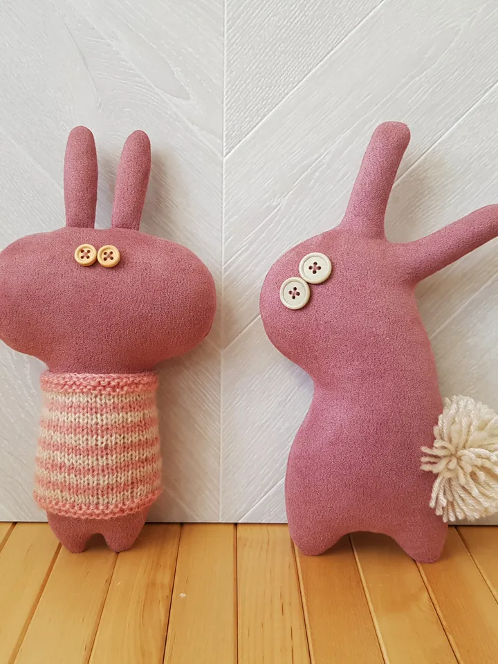Bunny doll sewing pattern PDF digital tutorial in english, stuffed animal sewing diy