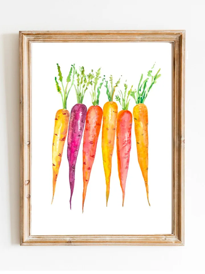Carrot Watercolor Painting Vegetable Wall Art Food Art Print Garden Kitchen Art Print Easter Carrot Art Print Garden Fruits Prints Art Print