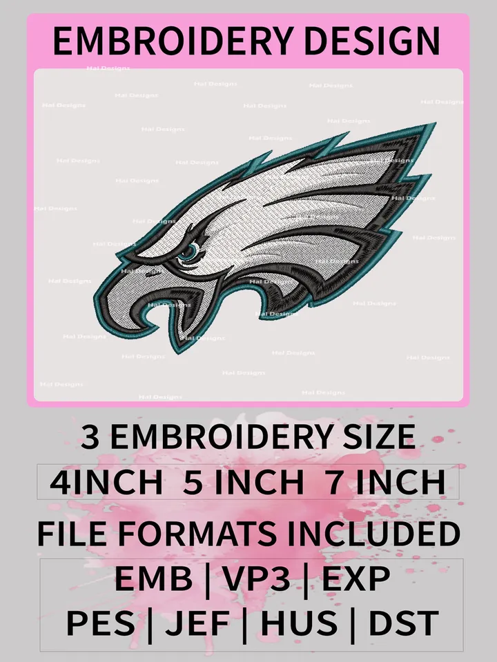 Philadelphia Eagles Embroidery Files, NFL Logo Embroidery Designs, NFL Eagles, NFL Machine Embroidery Designs