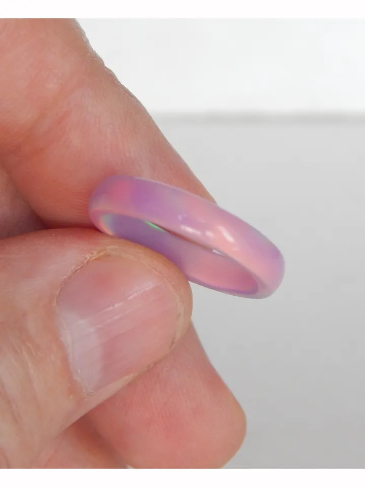 Very beautiful opal ring lavender color. Solid opal band. Synthetic opal ring.