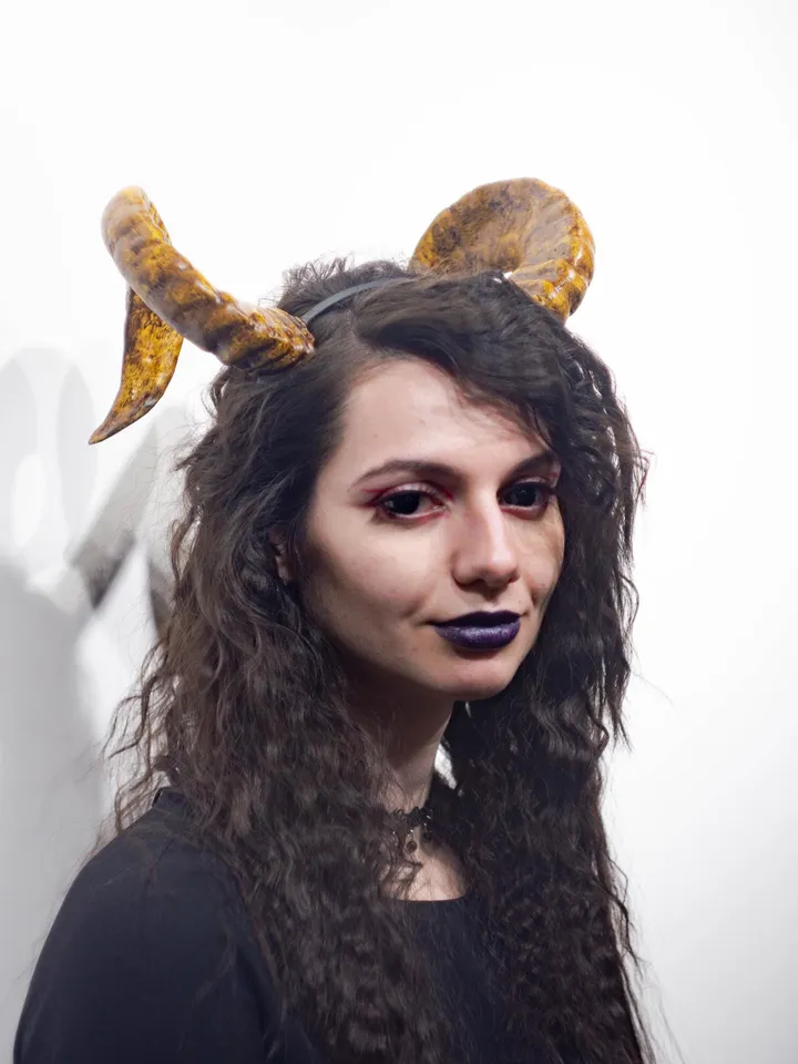Ram Horns, Horns Headband, Twisted Ram Horns Headpiece for Halloween or Photoshoot, Big Natural Horns