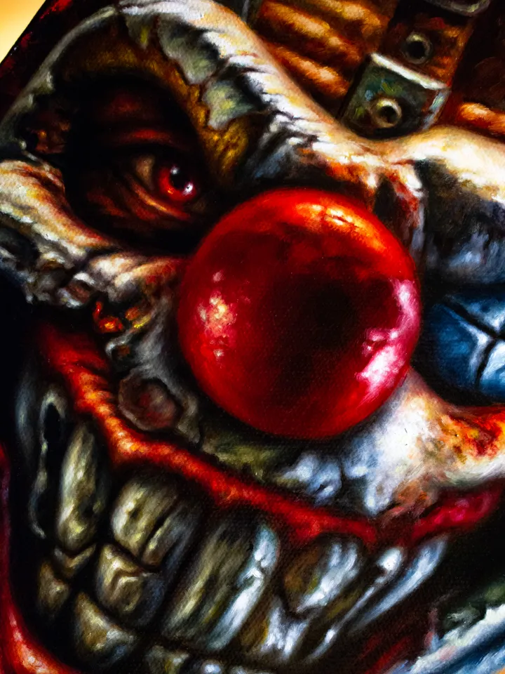 Original oil painting Sweet Tooth Clown Twisted Metal