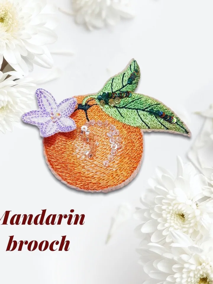 Machine embroidery design for make MandarinBrooch on felt Digital embroidery pattern floral motif embroidery chart deсor embroidery mandarin