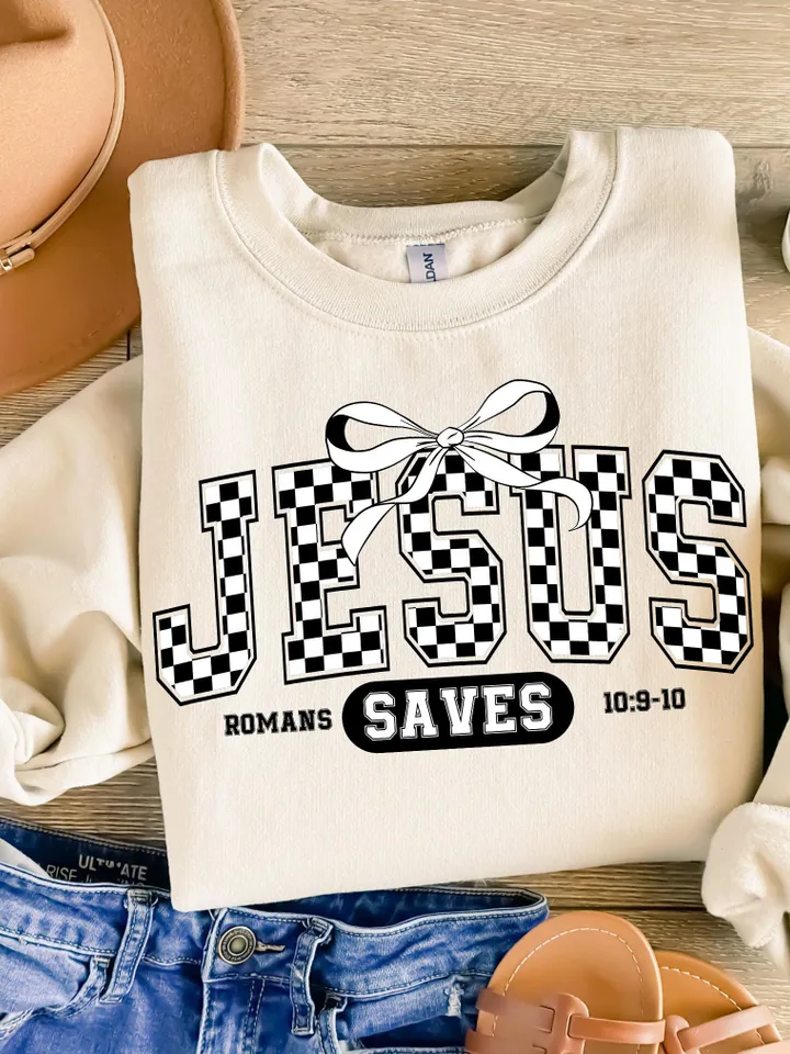 Jesus Saves PNG Digital Design Download, amen png, romans png, christian png, pray png, bible verse png, single color png, retro png