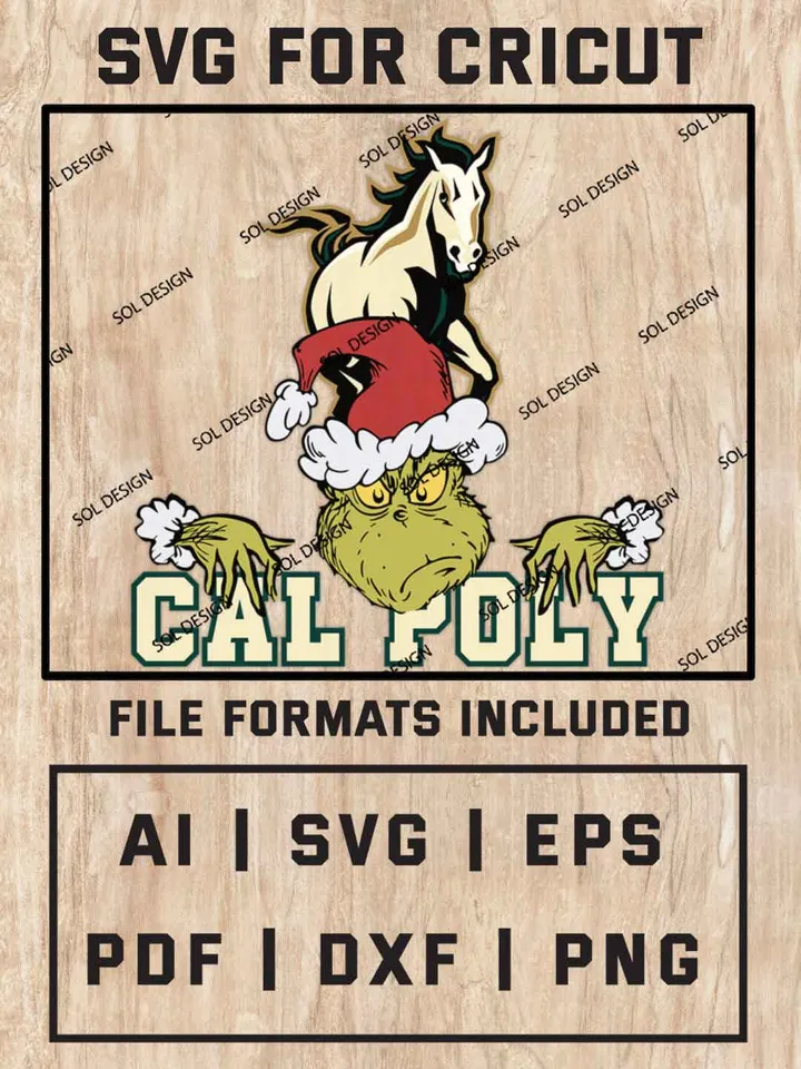 Grinch Cal Poly Mustangs SVG, NCAA SVG Design, NCAA Cal Poly Mustangs SVG, NCAA Mustangs Cricut, Christmas Svg, Grinch svg, Digital Download