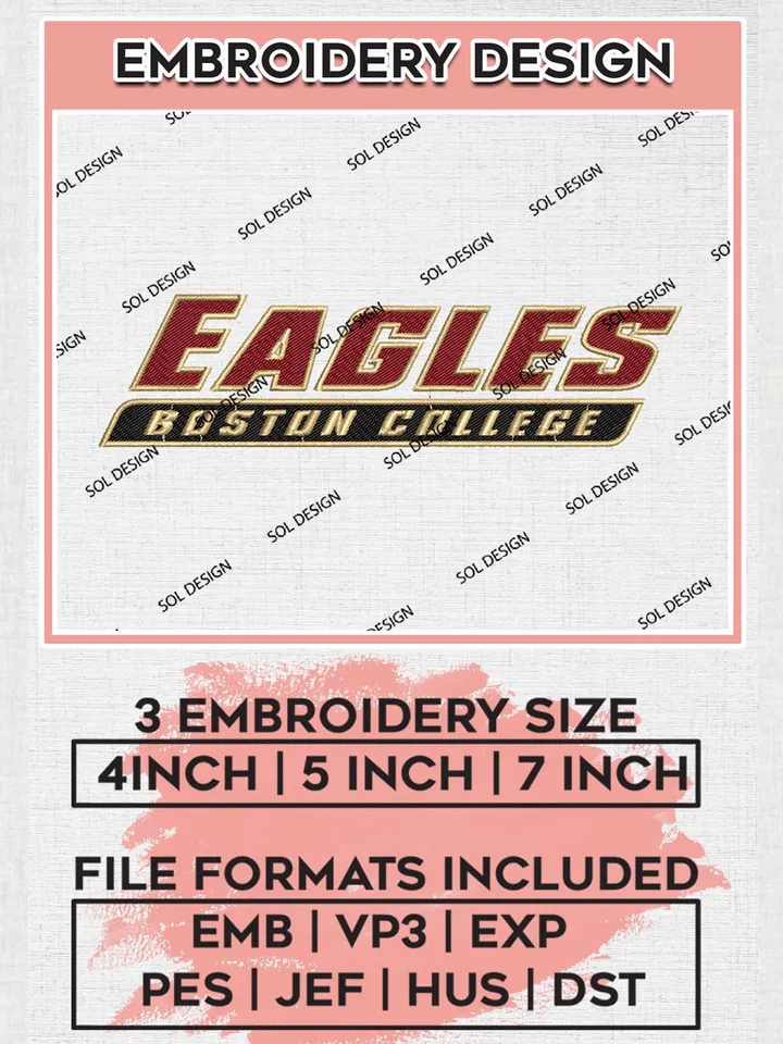 Boston College Eagles Wordmark Logo Machine Embroidery Design, NCAA Boston College Eagles Embroidery Design Design files, NCAA Embroidery Designs, NCAA Machine Embroidery Designs, Digital Download