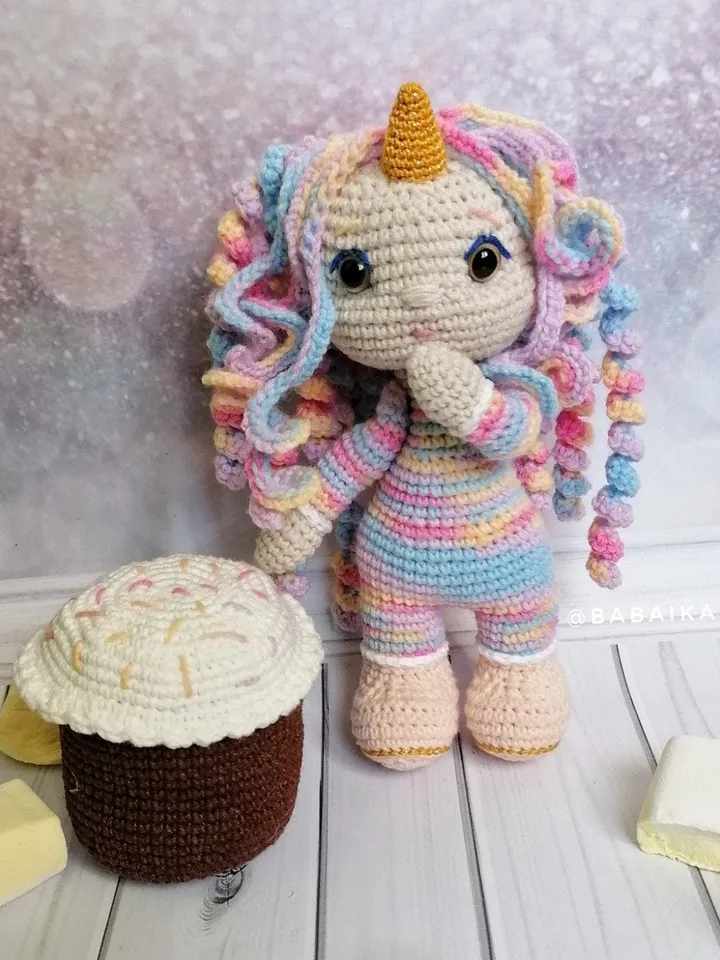 PDF Unicorn Doll crochet pattern, Crochet doll pattern, amigurumi small doll, Amigurumi unicorn, Cute doll amigurumi pattern