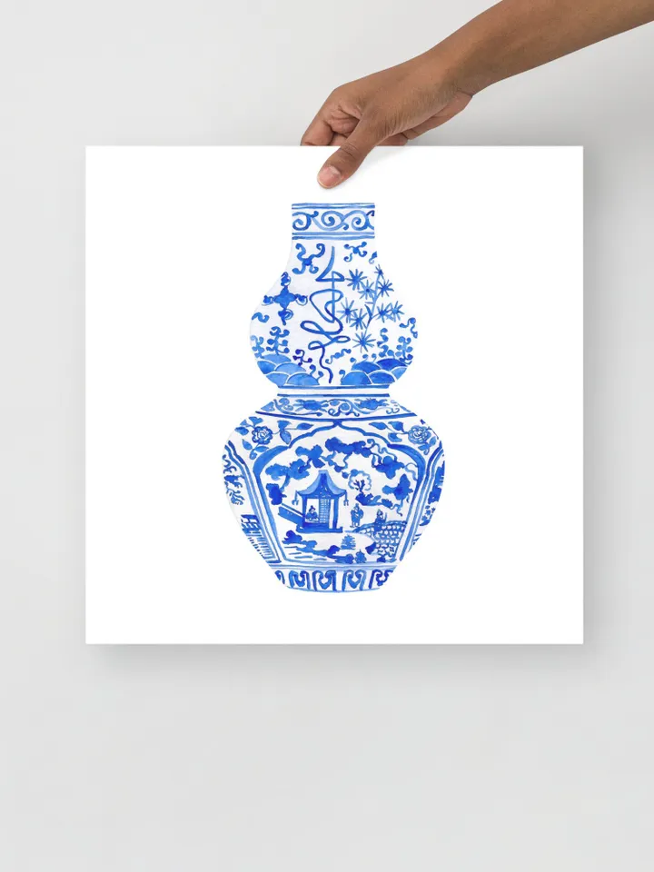 Blue Chinoiserie Set Of 4 Ginger Jars, Watercolor Painting, Vintage Chinoiserie, Chinese Vase Prints, Housewarming Gift, Chinoiserie Art