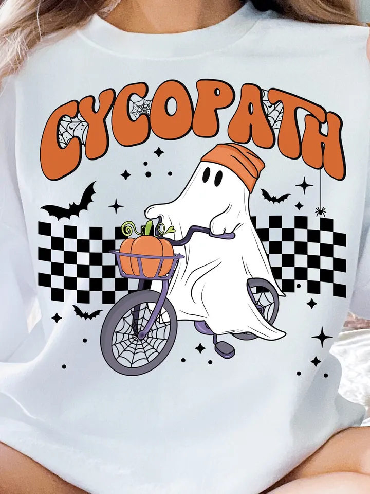 Cycopath PNG-Halloween Sublimation Digital Design Download-bicycle png, ghost png, spooky season png, vintage png, trendy halloween png