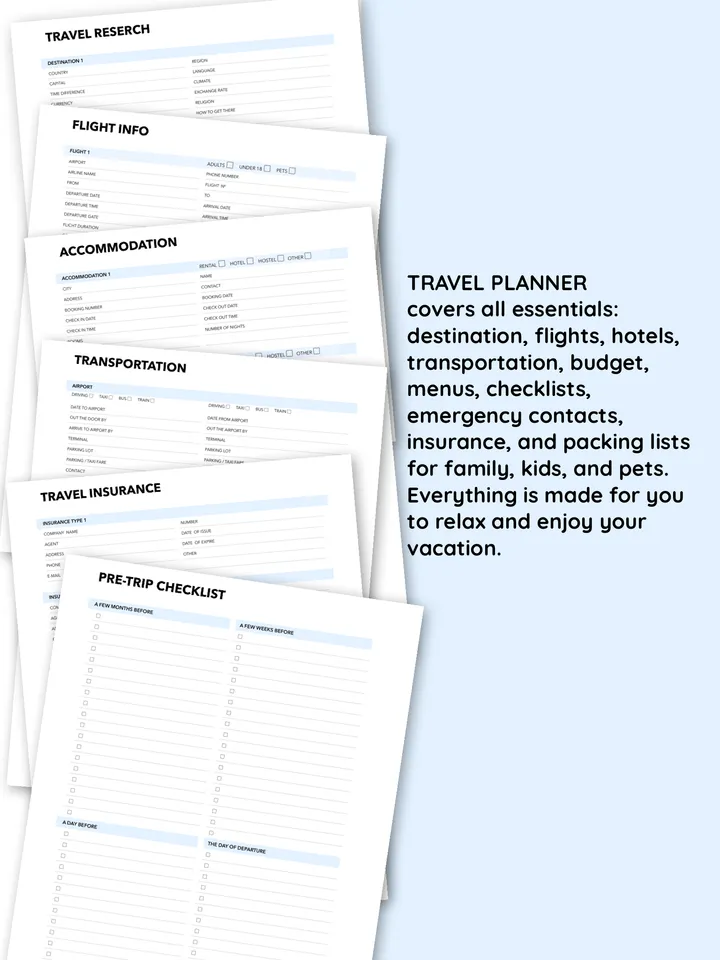 Travel Planner for Unforgettable Family Vacations, Honeymoons, and Group Trips. Resort Vacation planner. Trip itinerary.