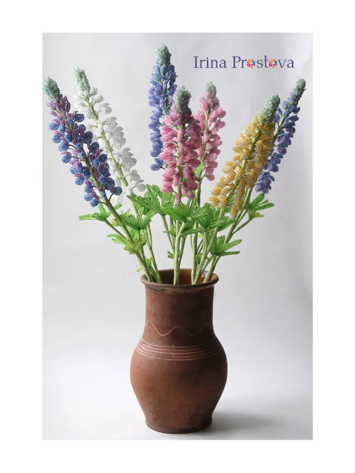 Beaded lilies of the valley, lilac, lupine, peony | Beaded Flowers pattern | Seed bead patterns