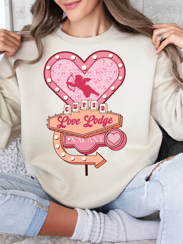 Cupid Love Lodge PNG-Valentine’s Day Sublimation Digital Design Download-cupid png, xoxo png, vintage vday png, retro png, vday tshirt png