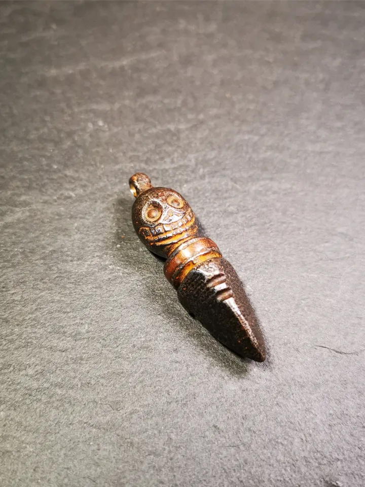 Gandhanra Handmade Skull Phurba Amulet,Kila - Dorje Phurba,Tibetan Budhist Ritual Implement Pendant,Made of Cold Iron,44mm