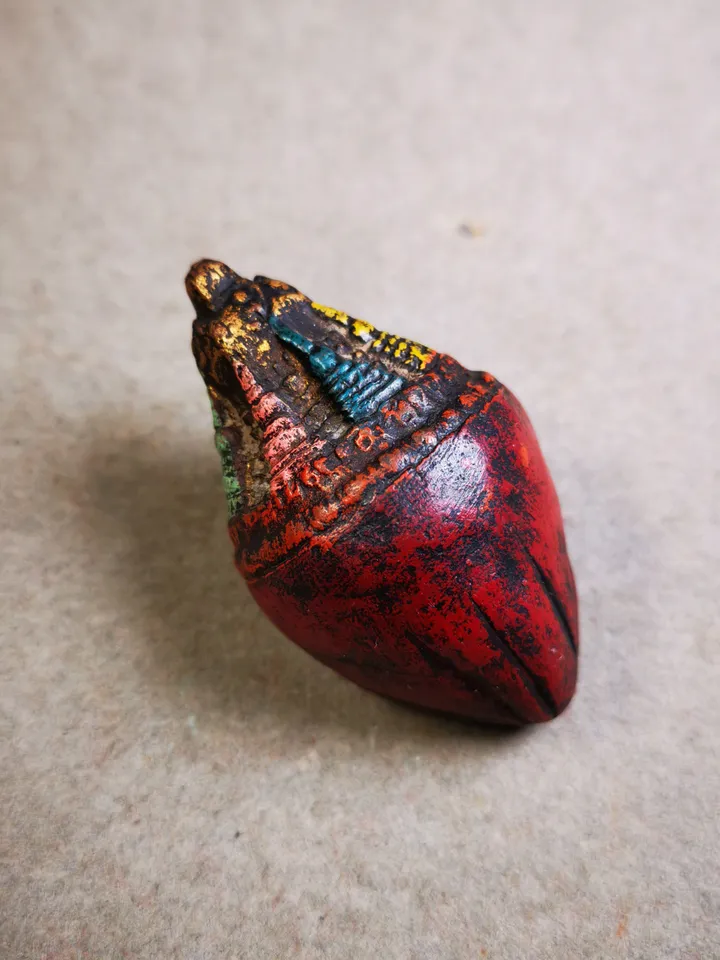 Gandhanra Old Tibetan Niang La Tsa Tsa Statue,Stupa Amulet,Pagoda Pendant,with Scorpion Stamp,Large Size 65mm,50 Years Old