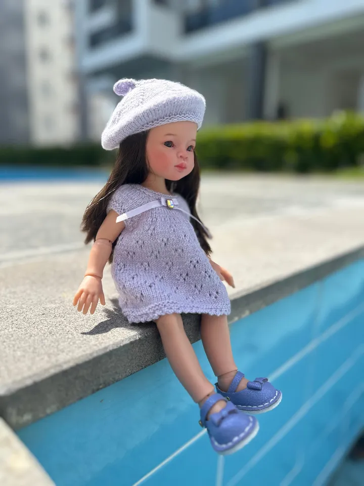Paola Reina Doll 3 ITEMS Set: Exclusive Handmade Outfit - Dress, Beret, Shoes