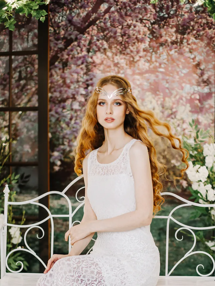 Wedding diadem Bridal Elven Tiara Elf Leaf Crown bridal hair vine Wedding Headpiece headband Silver Bridal Tiara Firiel