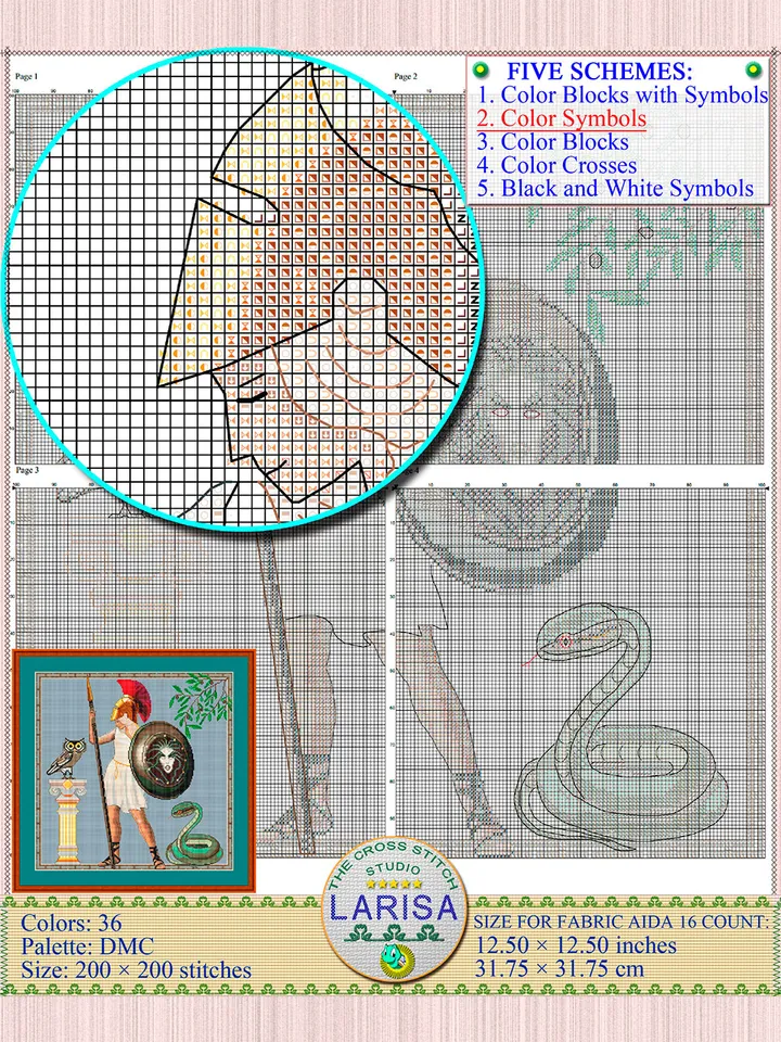 Athena Cross Stitch Pattern | Warrior Goddess | Minerva